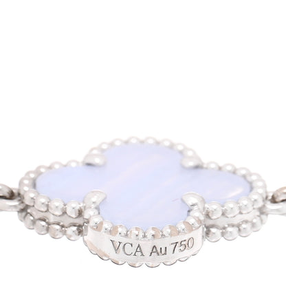 Van Cleef & Arpels 18K White Gold Chalcedony 5 Motifs Vintage Alhambra Bracelet 3 of 3