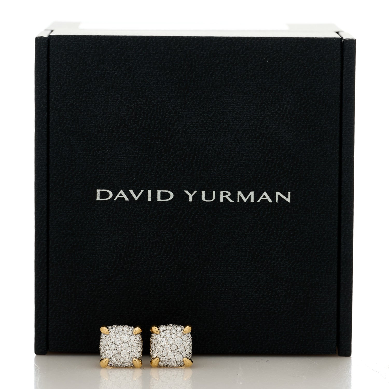David Yurman 18K Yellow Gold Diamond 11mm Chatelaine Pave Stud Earrings 5 of 5