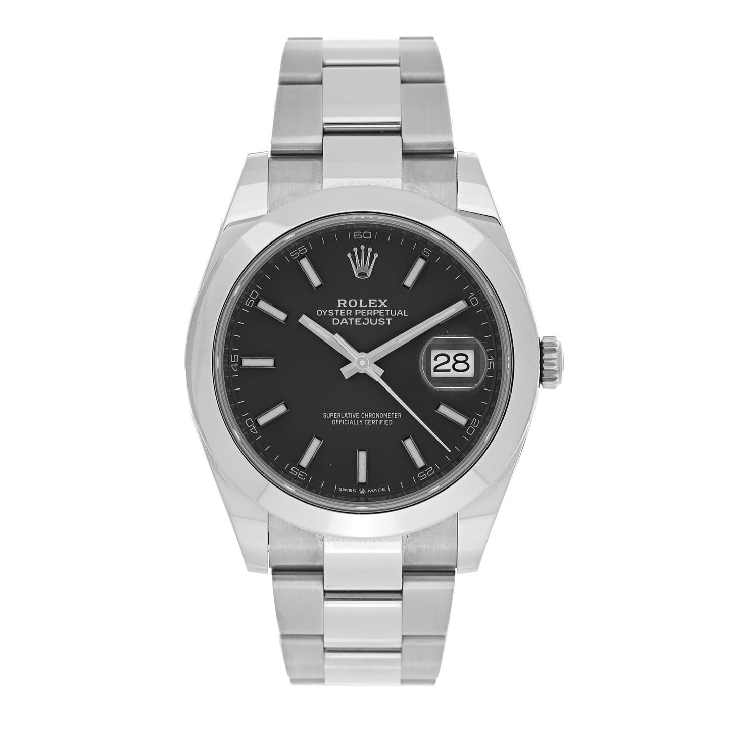 Stainless Steel 41mm Oyster Perpetual Datejust Watch Black 126300