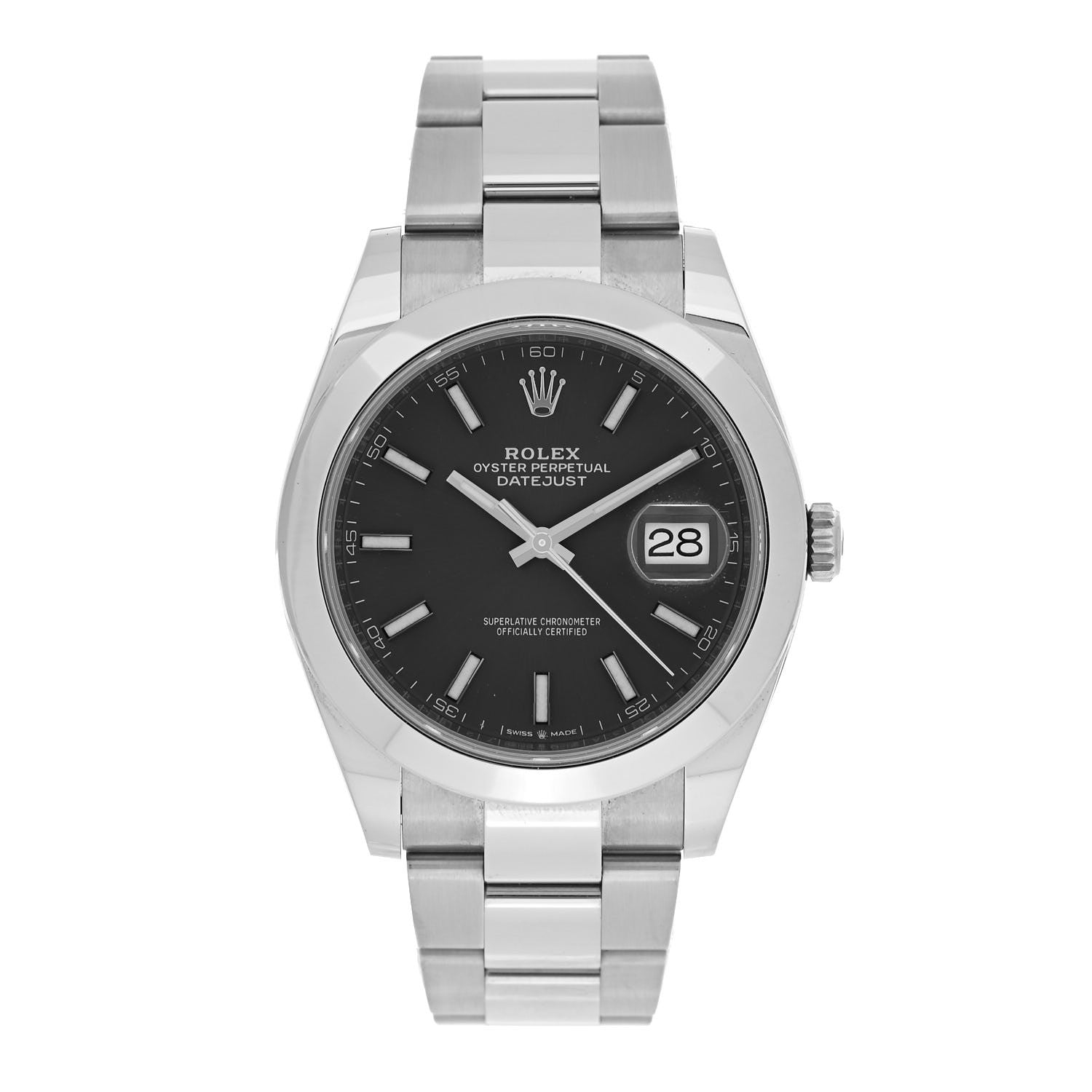Rolex Stainless Steel 41mm Oyster Perpetual Datejust Watch Black 126300 1 of 4