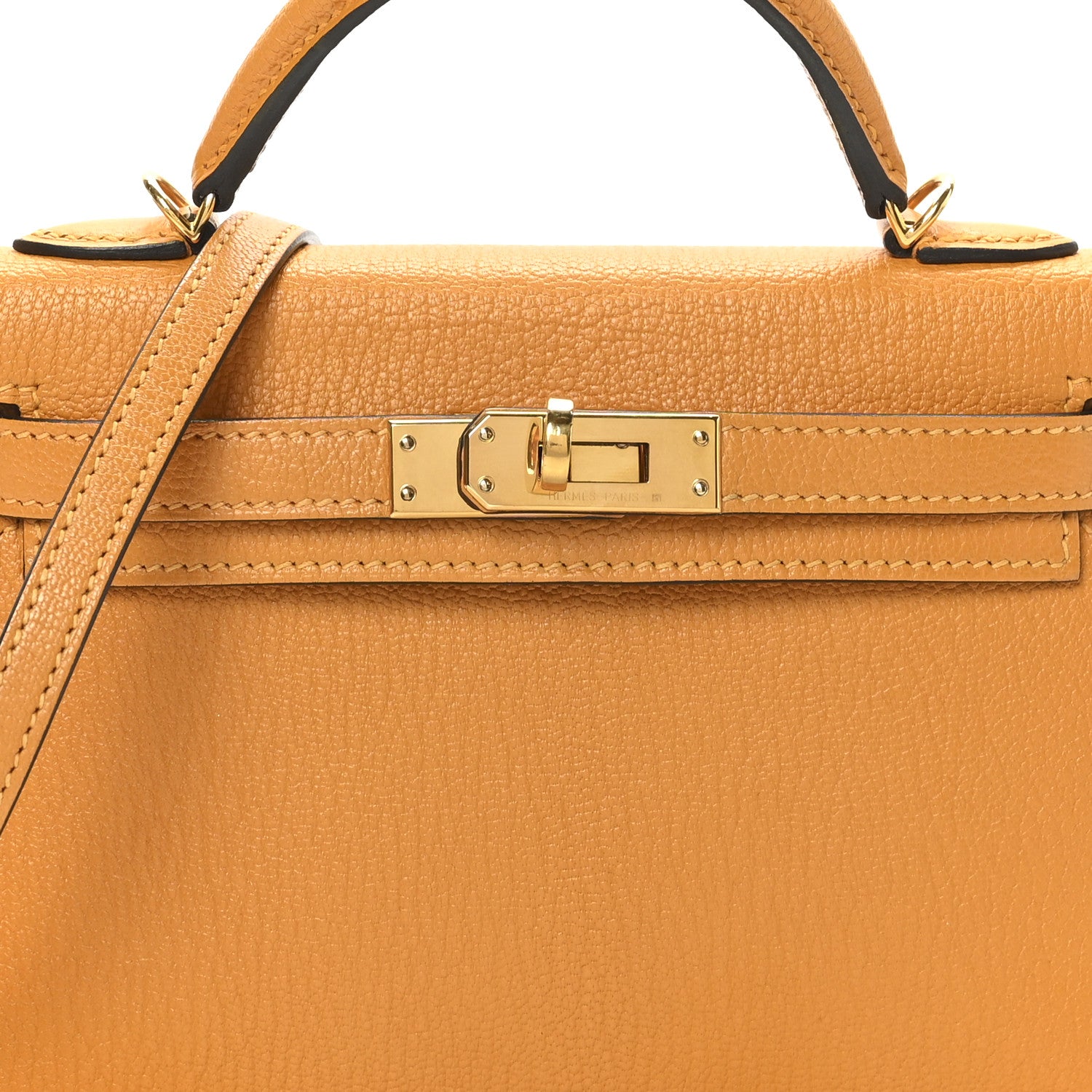 Hermes Chevre Chamkila Mini Kelly Sellier 20 Jaune D'or 8 of 10