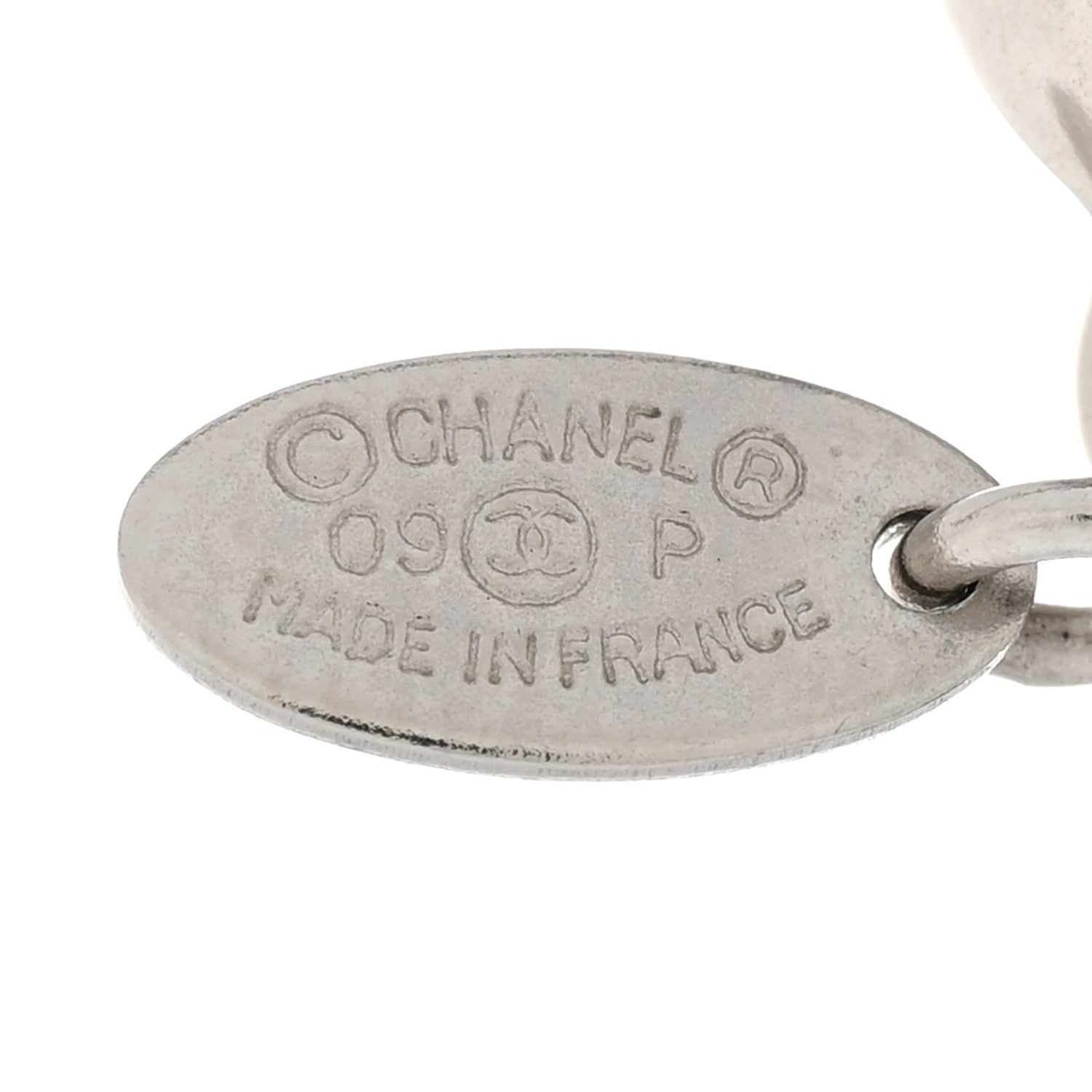 Chanel Baguette Crystal Pearl CC Pendant Necklace Silver 6 of 8