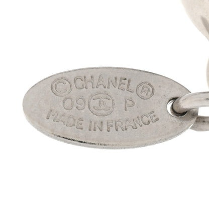 Chanel Baguette Crystal Pearl CC Pendant Necklace Silver 6 of 8