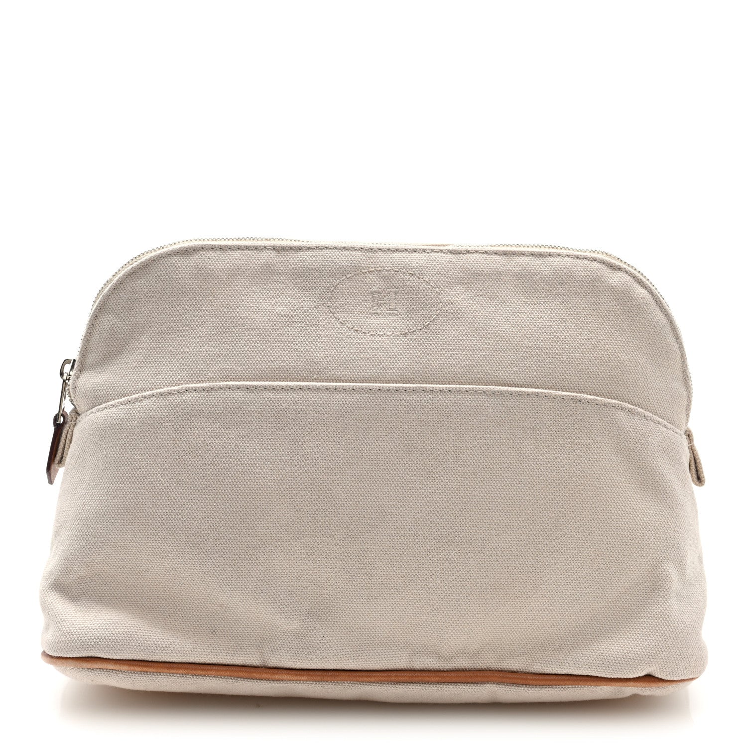 Hermes Cotton Canvas Bolide Travel Cosmetic Pouch MM Natural 1 of 6