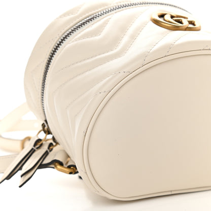 Gucci Calfskin Matelasse Mini GG Marmont Round Backpack White 8 of 9