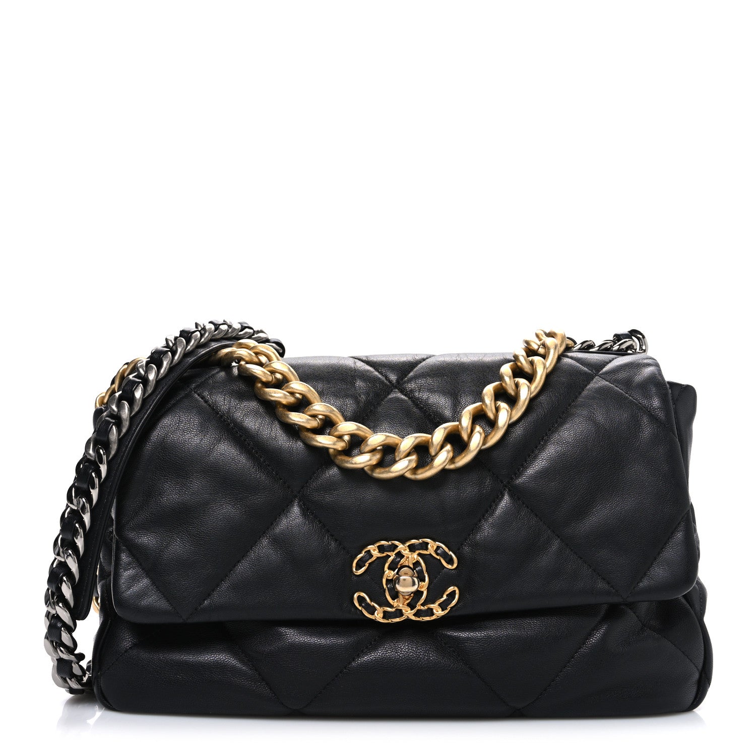 Chanel Goatskin Quilted Large Chanel 19 Flap Black 1 of 10