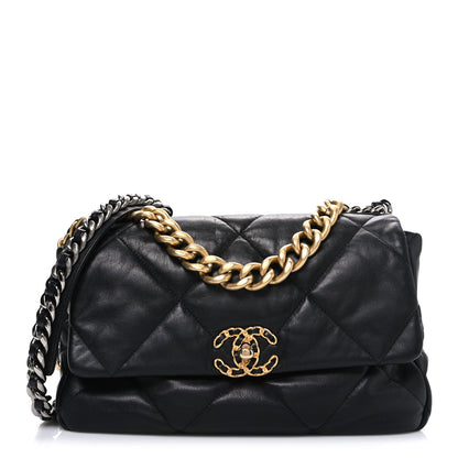 Chanel Goatskin Quilted Large Chanel 19 Flap Black 1 of 10