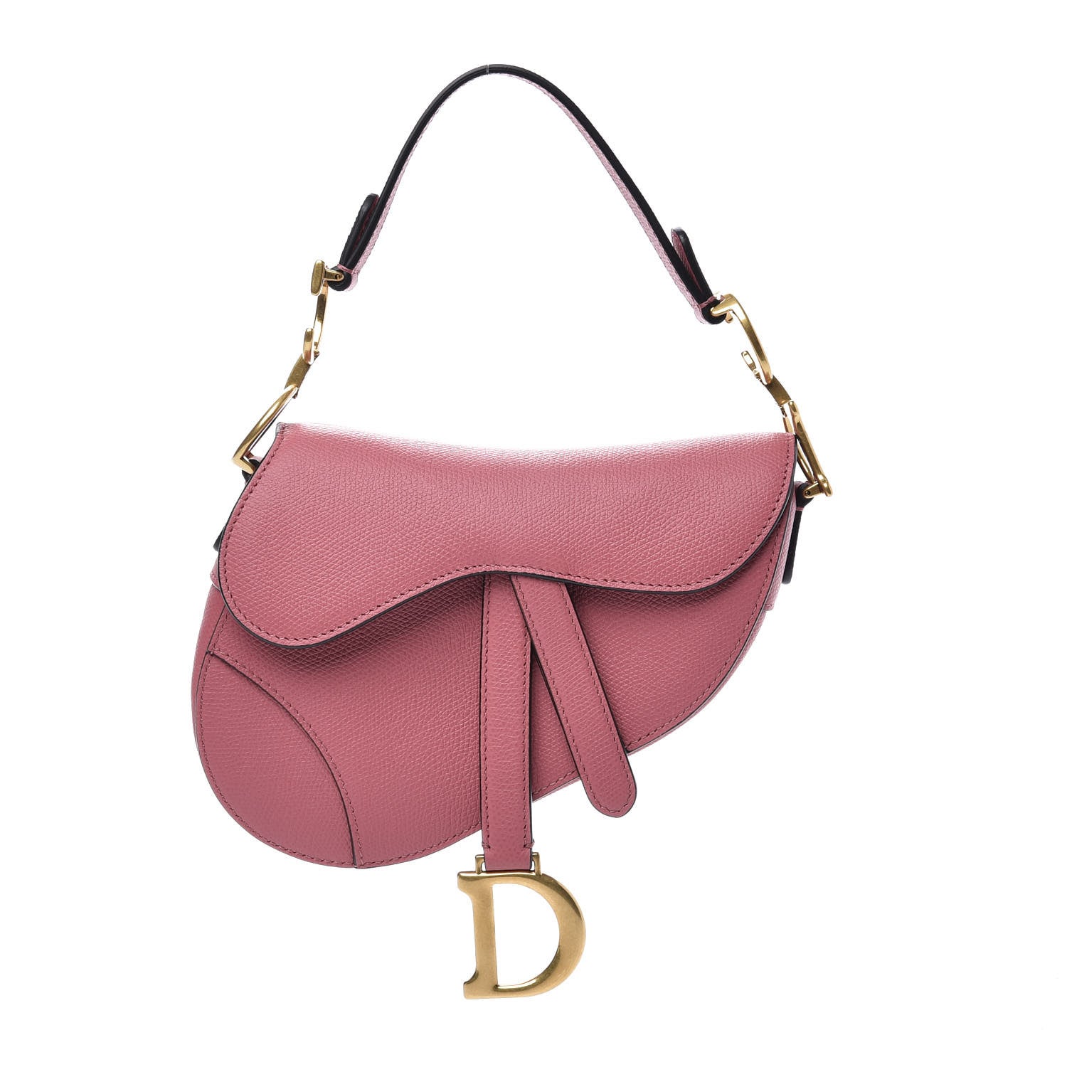 Christian Dior Grained Calfskin Mini Saddle Bag Pink 1 of 8