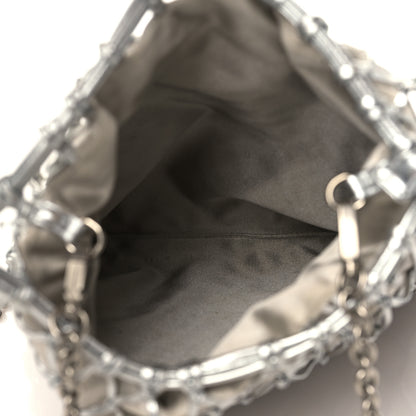 Prada Satin Net Chain Bag Silver 4 of 6