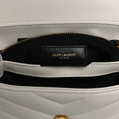 Saint Laurent Calfskin Y Quilted Monogram Toy Loulou Crossbody Bag Crema Soft 7 of 13