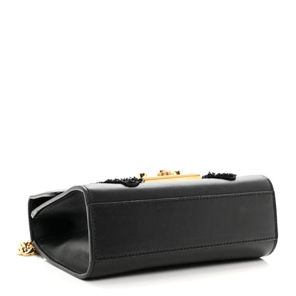 Gucci Calfskin Crystal Snake Embroidered Small Padlock Shoulder Bag Black 4 of 10