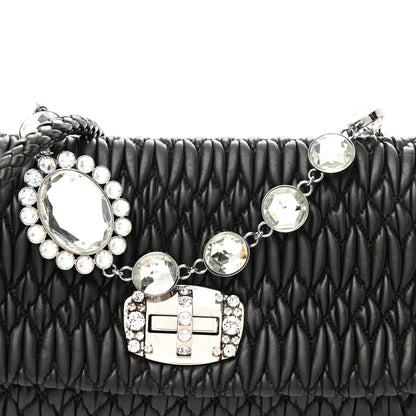 Miu Miu Nappa Matelasse Crystal Flap Clutch Black 8 of 10