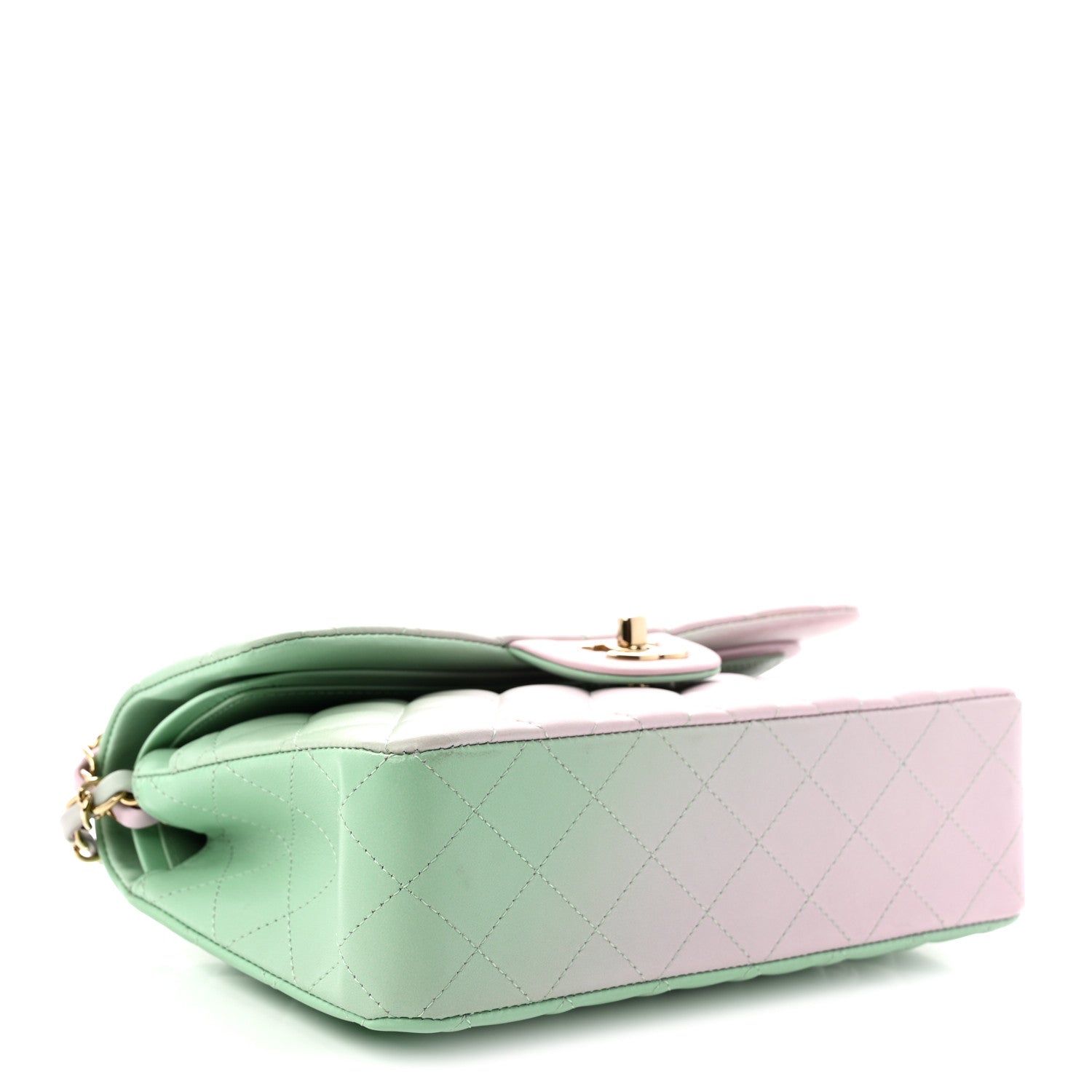 Chanel Lambskin Quilted Ombre Small Double Flap Light Green Light Purple 4 of 10