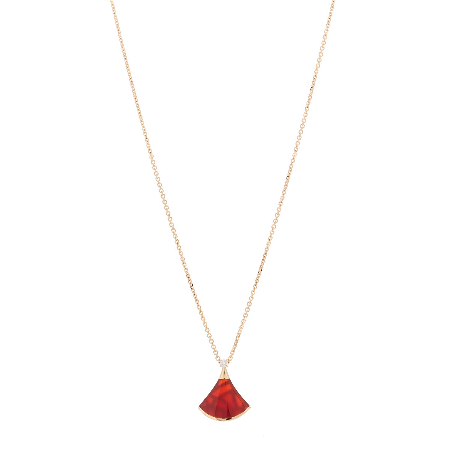Bulgari 18K Rose Gold Diamond Carnelian Divas' Dream Pendant Necklace 1 of 7