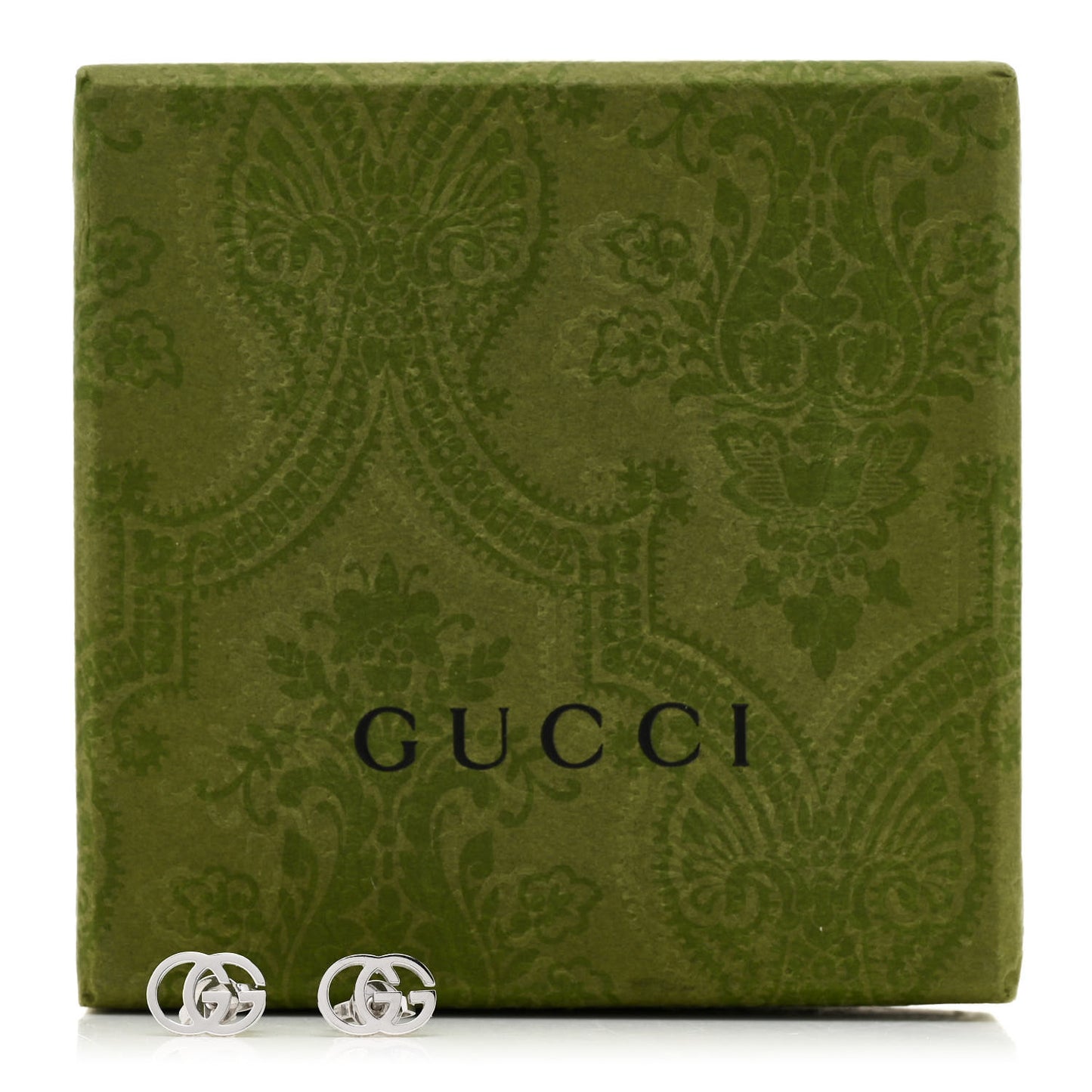 18K White Gold GG Tissue Stud Earrings