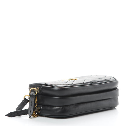 Gucci Calfskin Matelasse Mini GG Marmont Chain Crossbody Bag Black 4 of 13