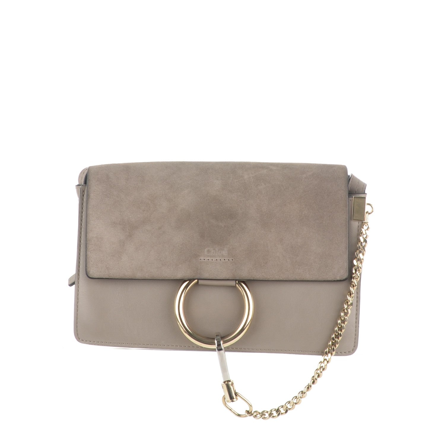 Chloe Suede Calfskin Small Faye Shoulder Bag Motty Grey 1 of 7