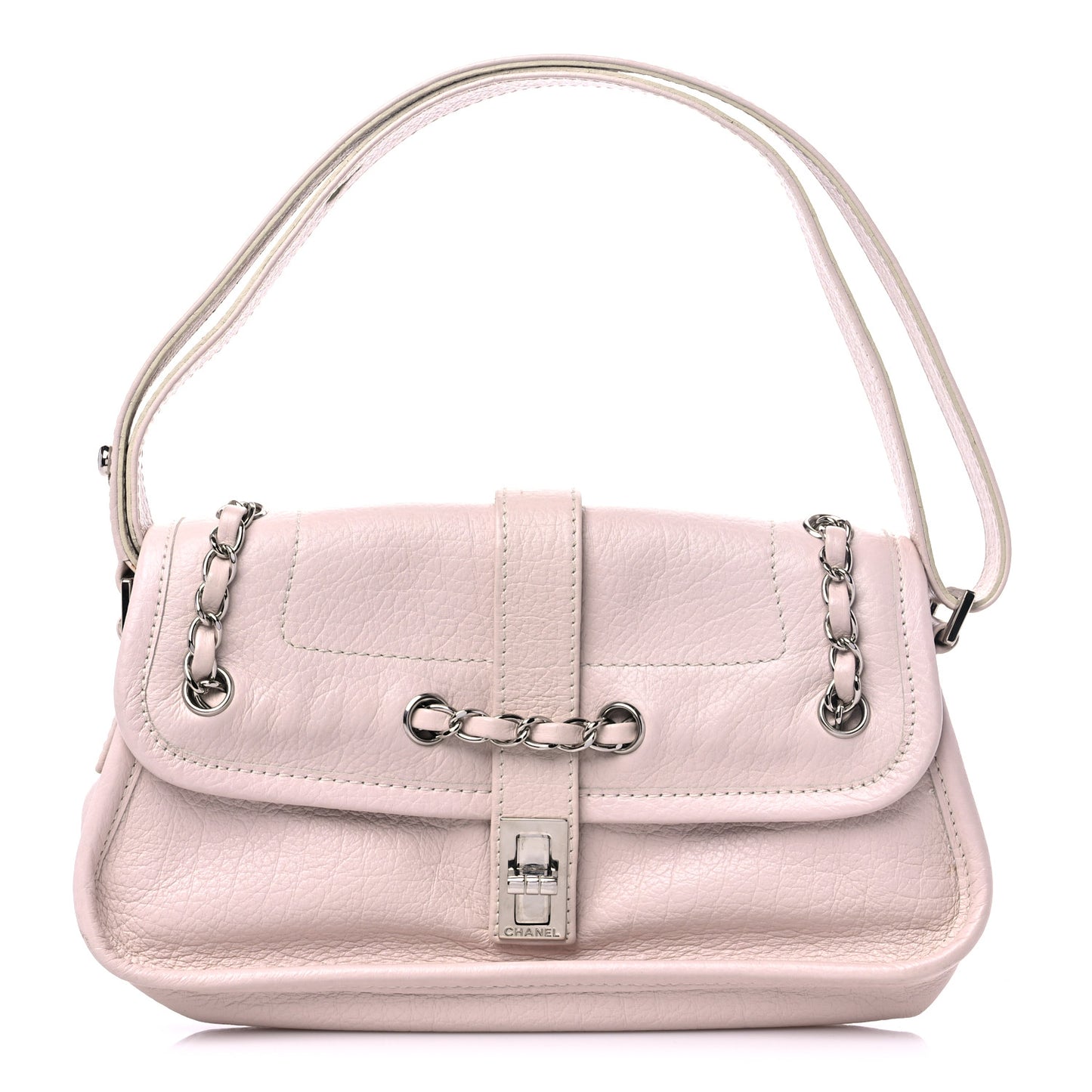 Calfskin Mademoiselle Flap Shoulder Bag Light Pink