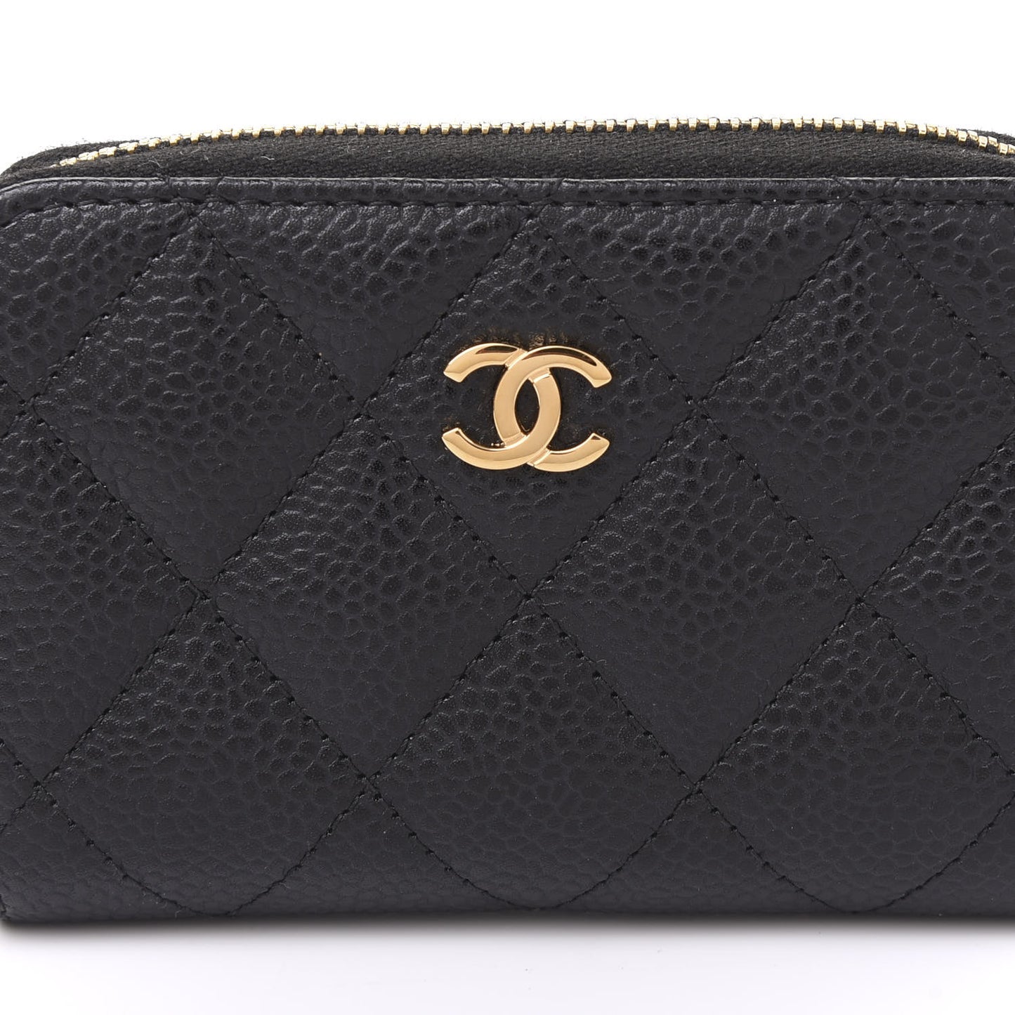 Caviar Quilted Zip Coin Purse Black