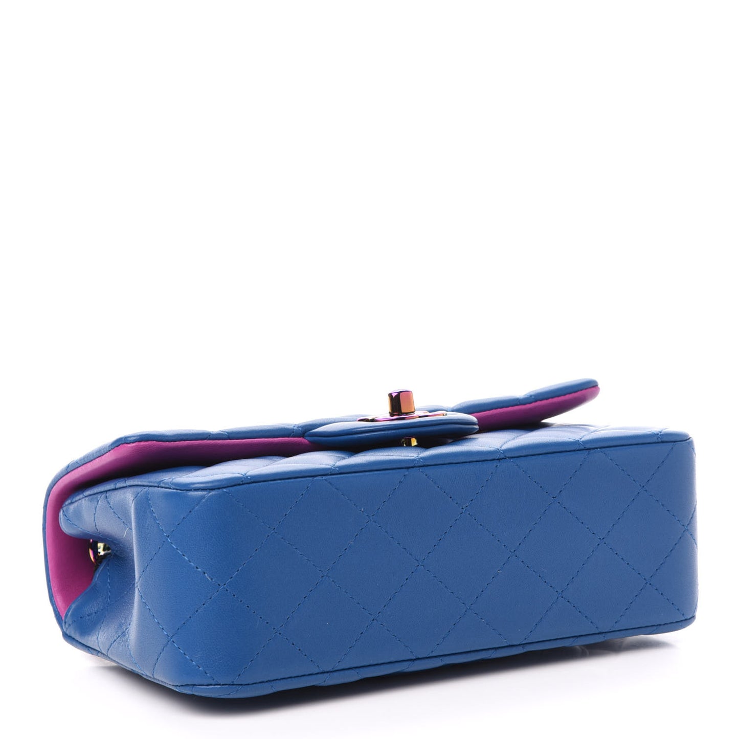 Lambskin Quilted Mini Rectangular Flap Blue Purple