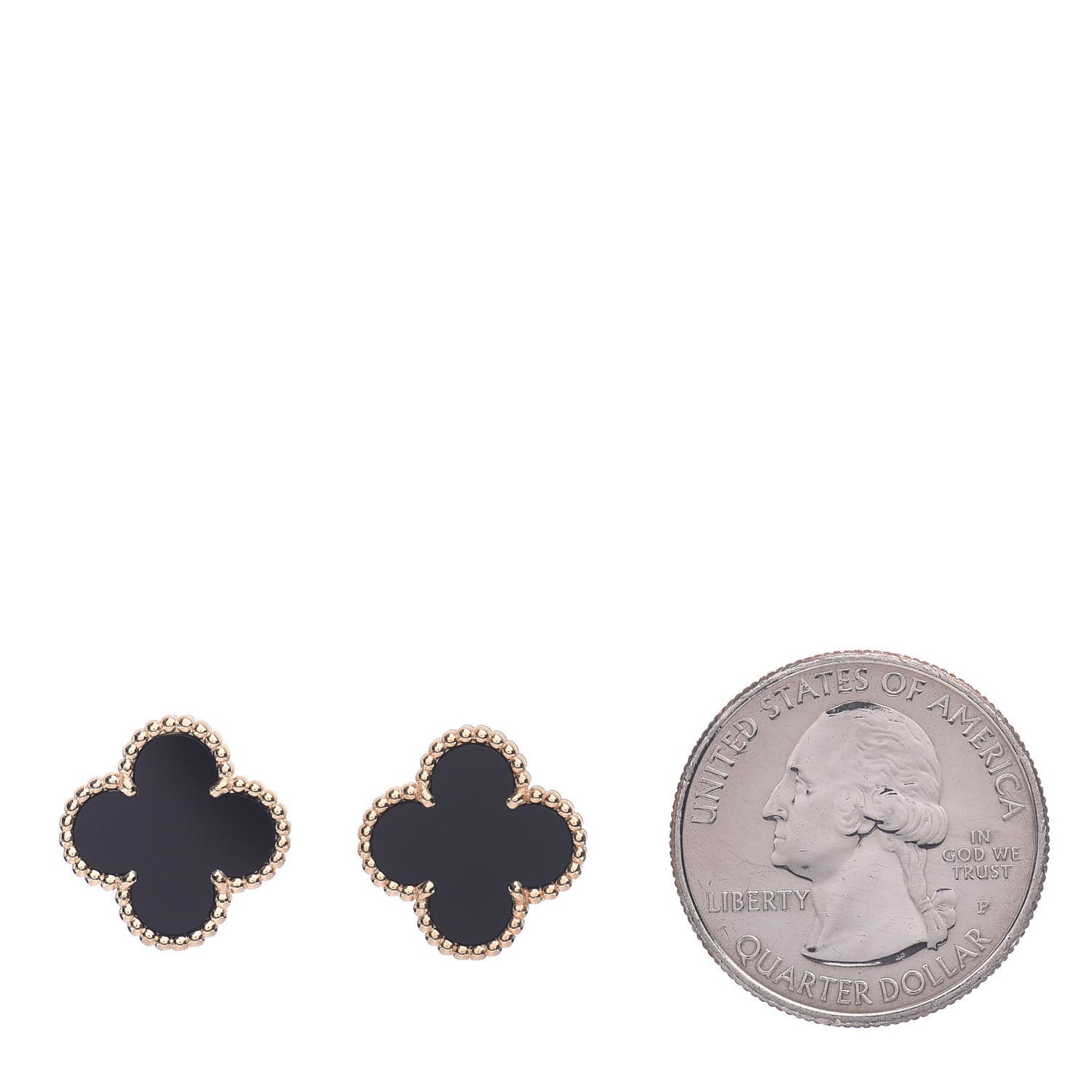18K Yellow Gold Black Onyx Vintage Alhambra Earrings