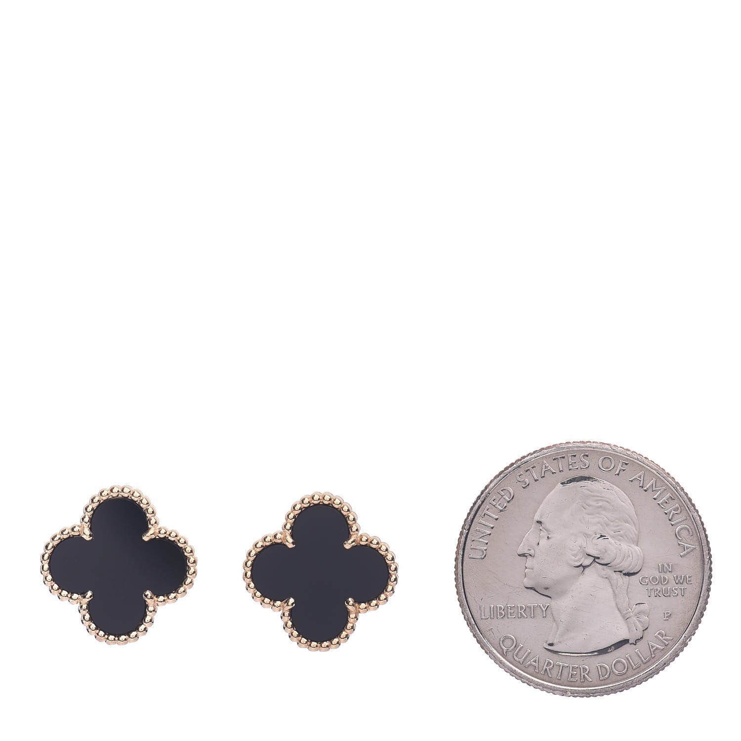 Van Cleef & Arpels 18K Yellow Gold Black Onyx Vintage Alhambra Earrings 2 of 5