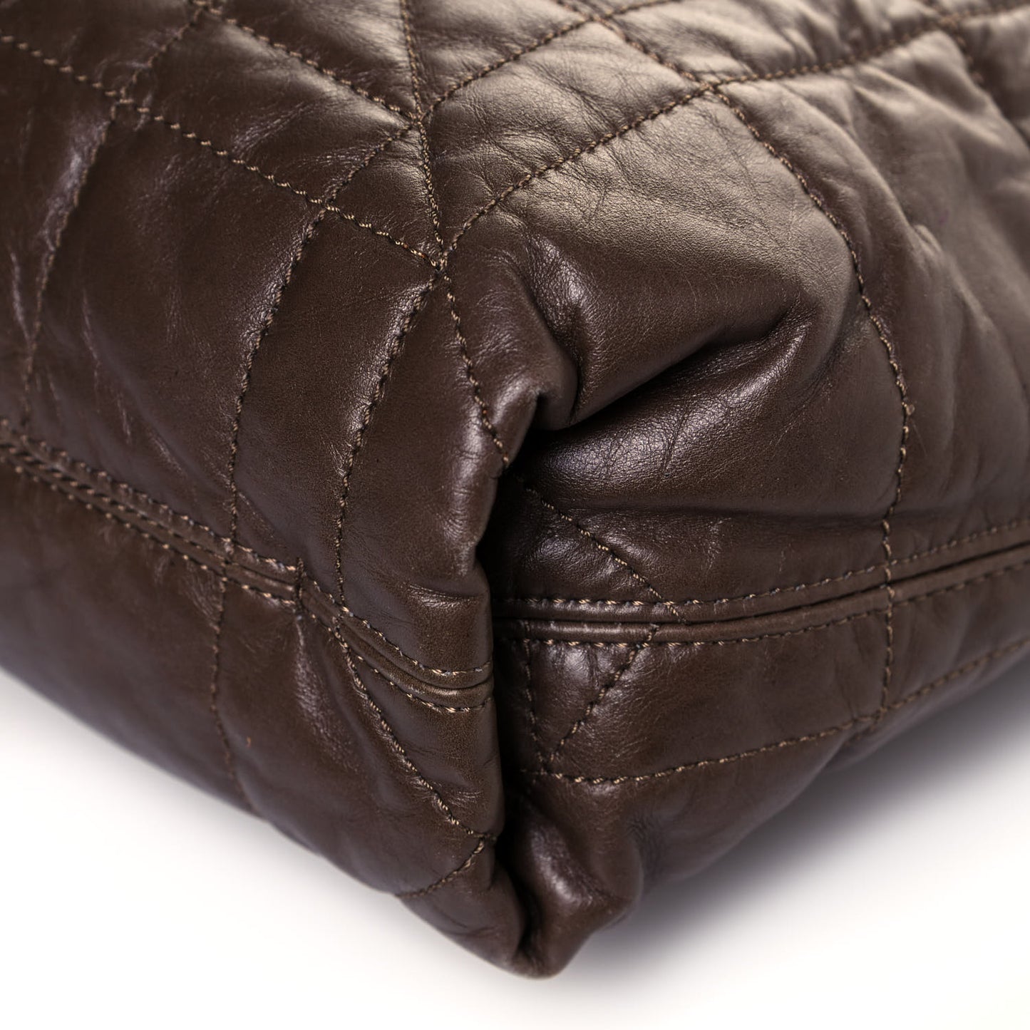 Lambskin Quilted Amalia Cabas Tote Brown
