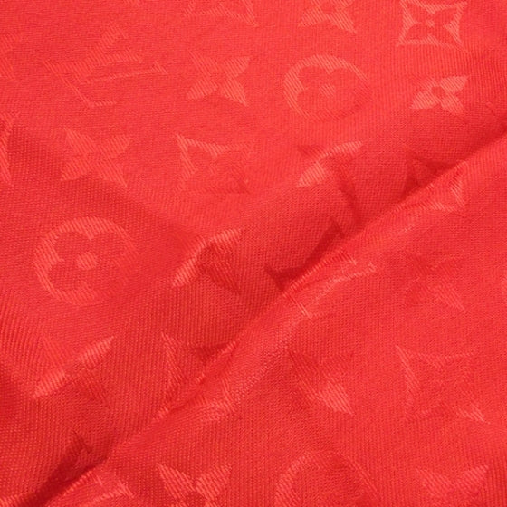 Wool Silk Monogram Shawl Rouge