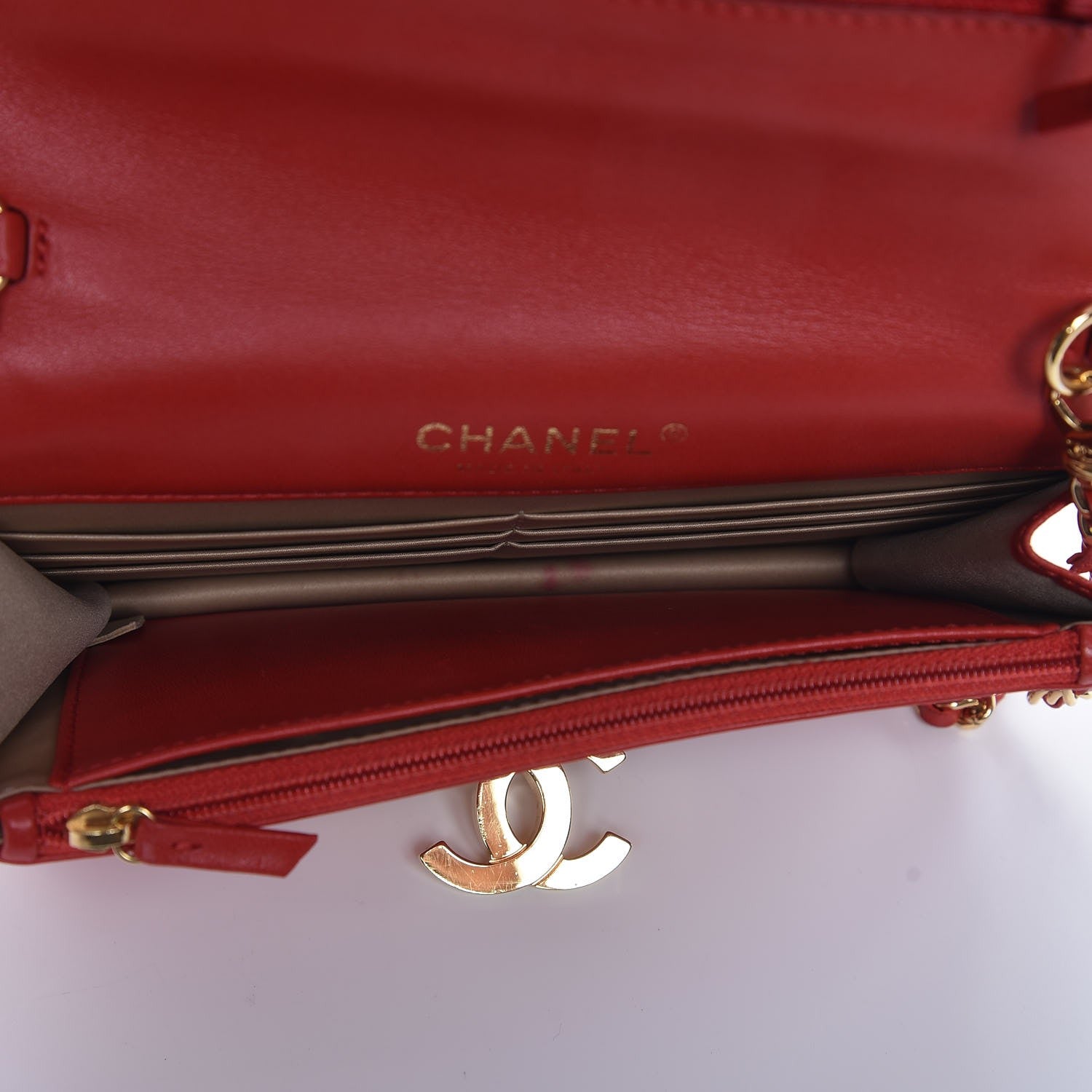 Chanel Lambskin Quilted Golden Class Wallet on Chain WOC Red 5 of 11