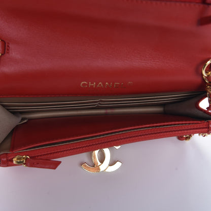 Chanel Lambskin Quilted Golden Class Wallet on Chain WOC Red 5 of 11