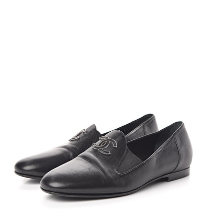 Chanel Lambskin CC Loafers 36 Black 3 of 16