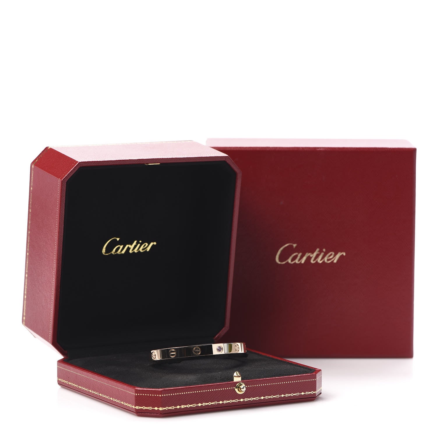 Cartier 18K Pink Gold Pink Sapphire LOVE Cuff Bracelet 17 5 of 5