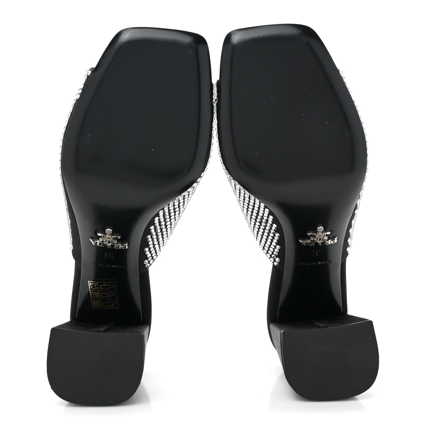 Satin Crystal Logo 65mm Slide Sandals 37 Cristal