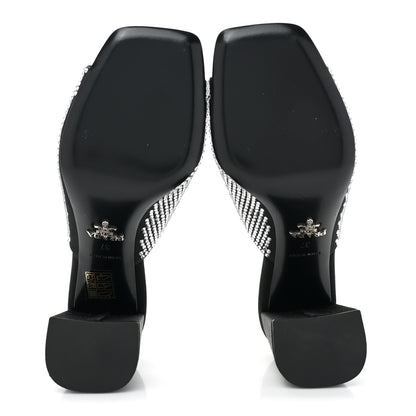 Prada Satin Crystal Logo 65mm Slide Sandals 37 Cristal 5 of 8