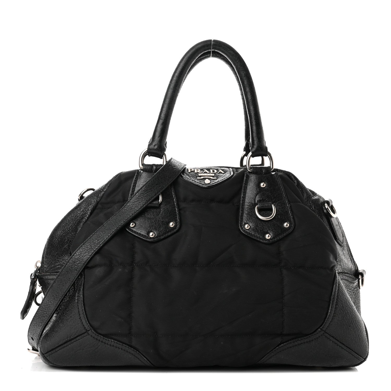 Prada Nylon Quilted 24H Satchel Black 1 of 15
