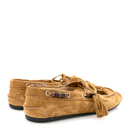 Miu Miu Suede Tassel Loafers 37 Olive Green 5 of 9