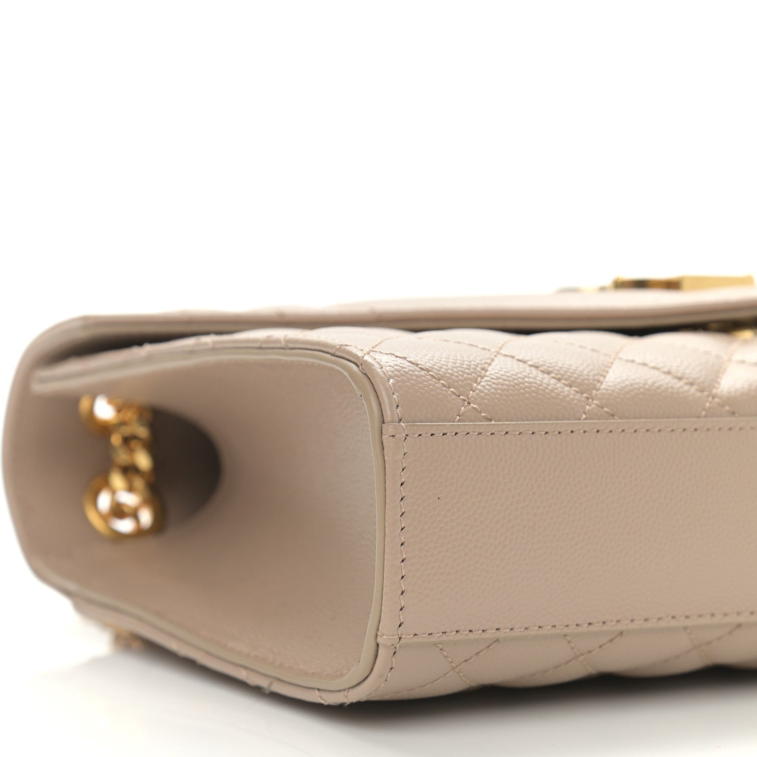 Saint Laurent Grain De Poudre Textured Mixed Matelasse Medium Triquilt Monogram Satchel Dark Beige 9 of 10
