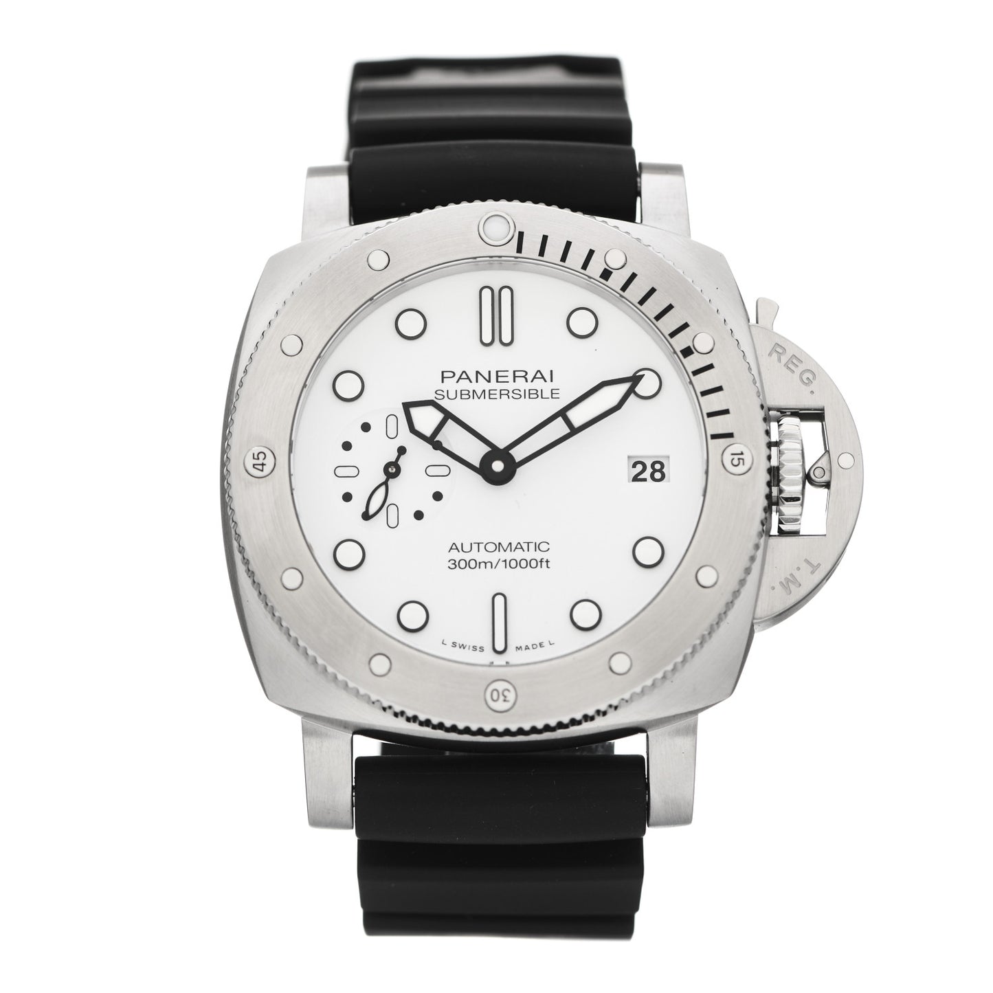 Stainless Steel Rubber 42mm Submersible Bianco Automatic Watch PAM01223