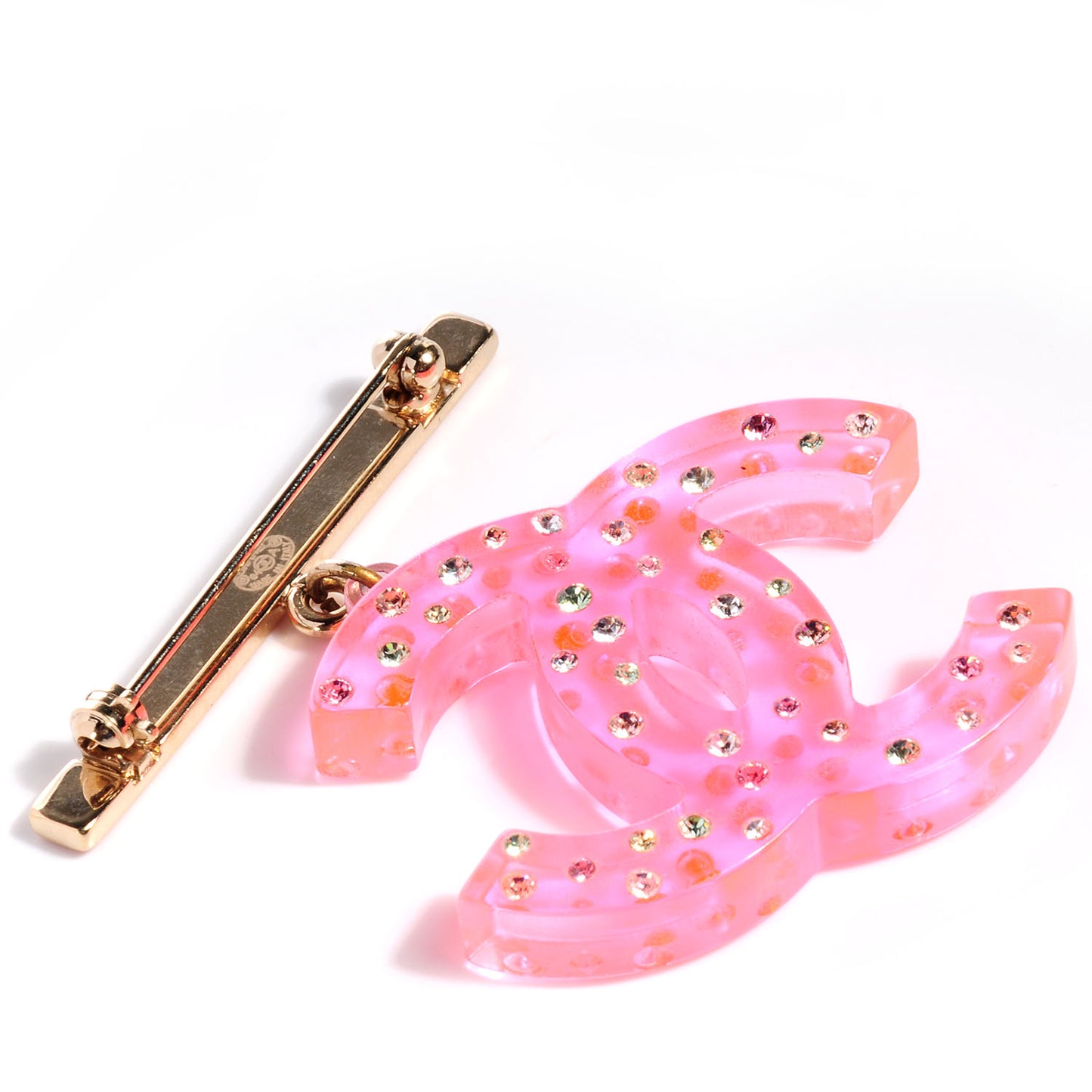 Resin Crystal CC Brooch Pink