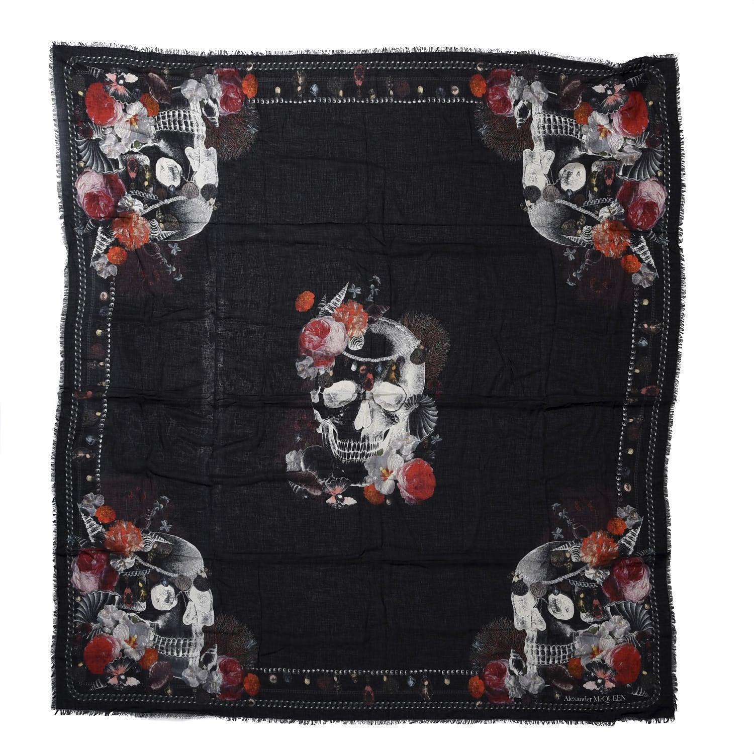 Alexander McQueen Silk Treasure Neptune Scarf Black Multicolor 1 of 3