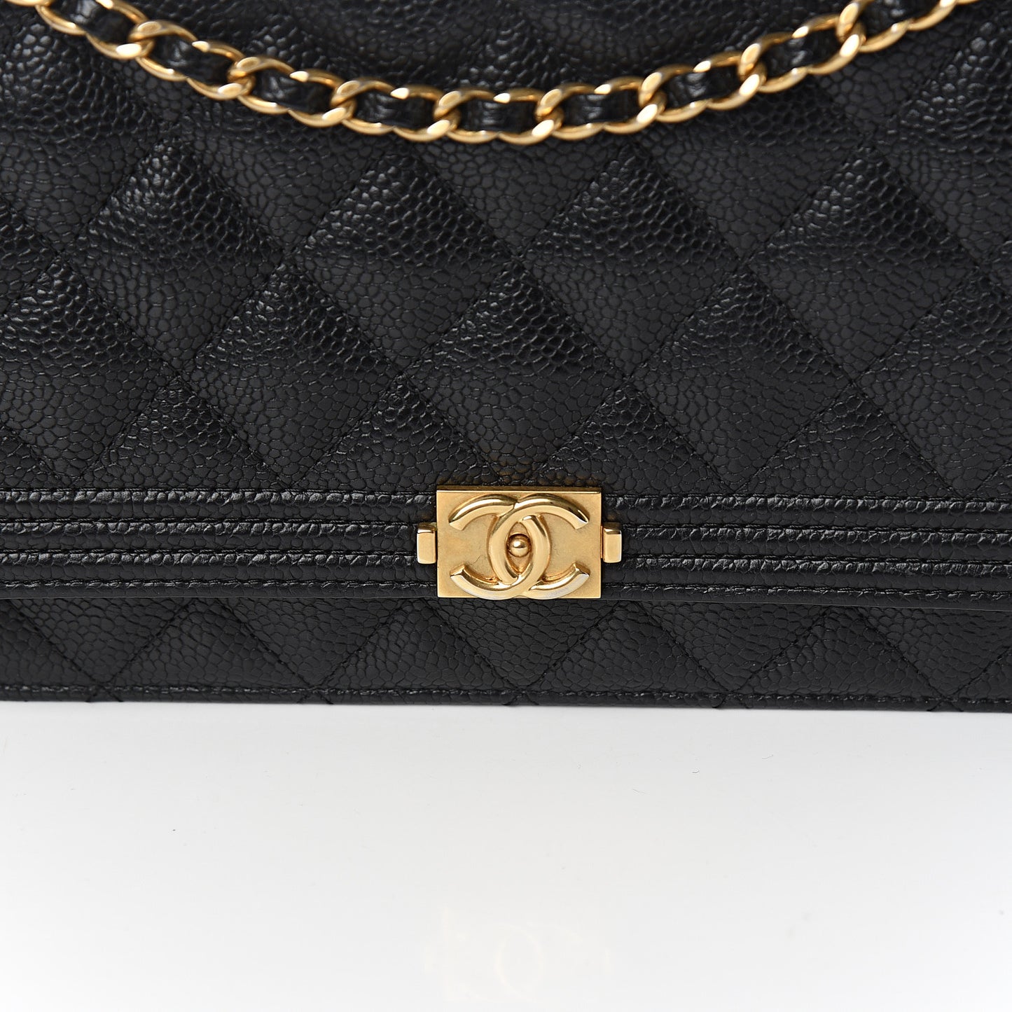 Caviar Quilted Boy Wallet On Chain WOC Black