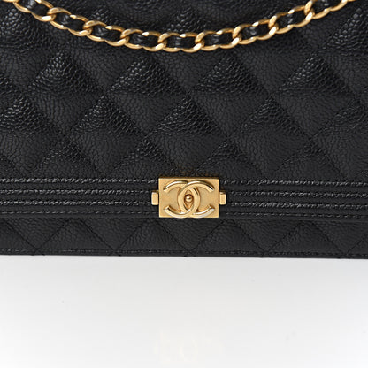 Chanel Caviar Quilted Boy Wallet On Chain WOC Black 10 of 10