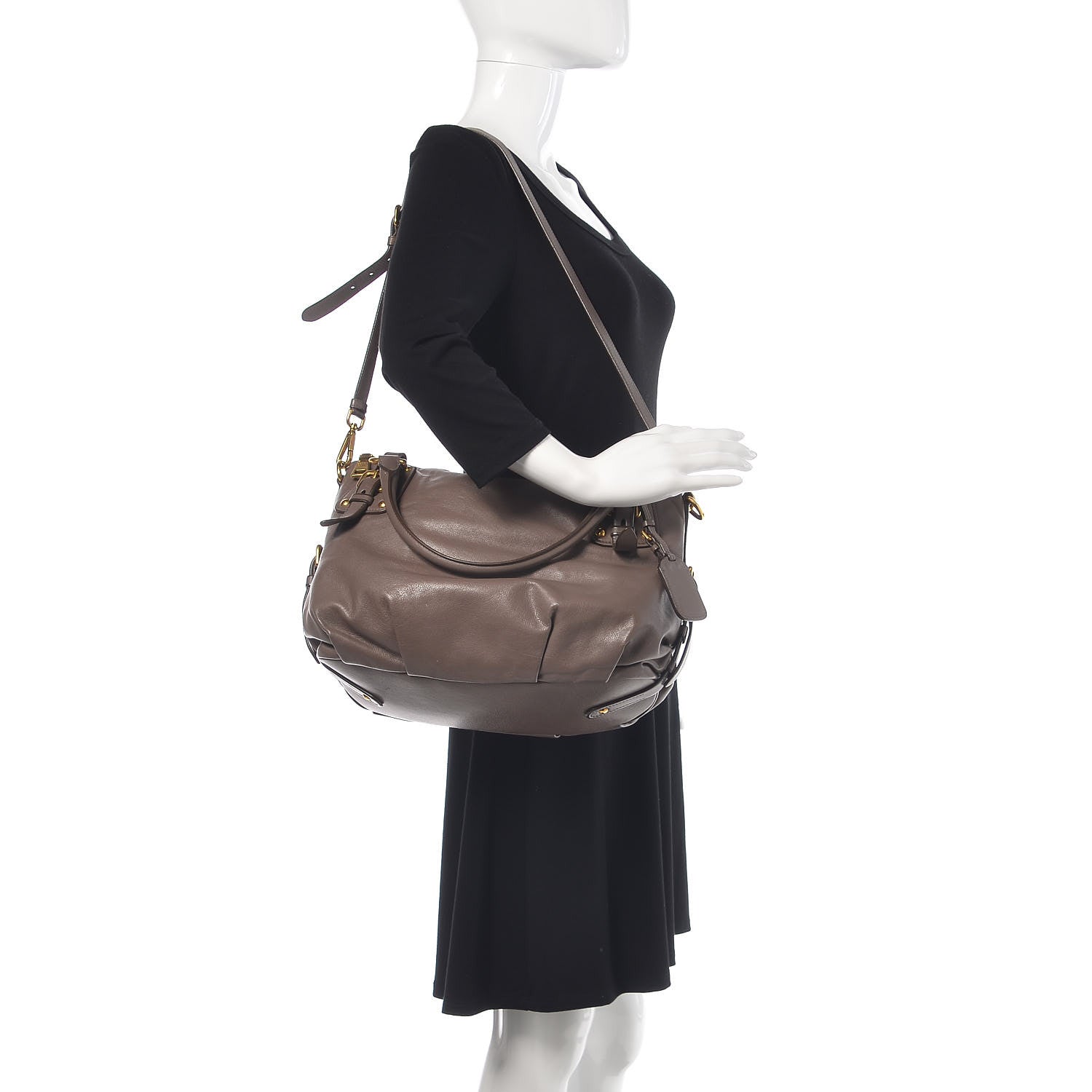 Prada Soft Calfskin Satchel Bambu 2 of 11