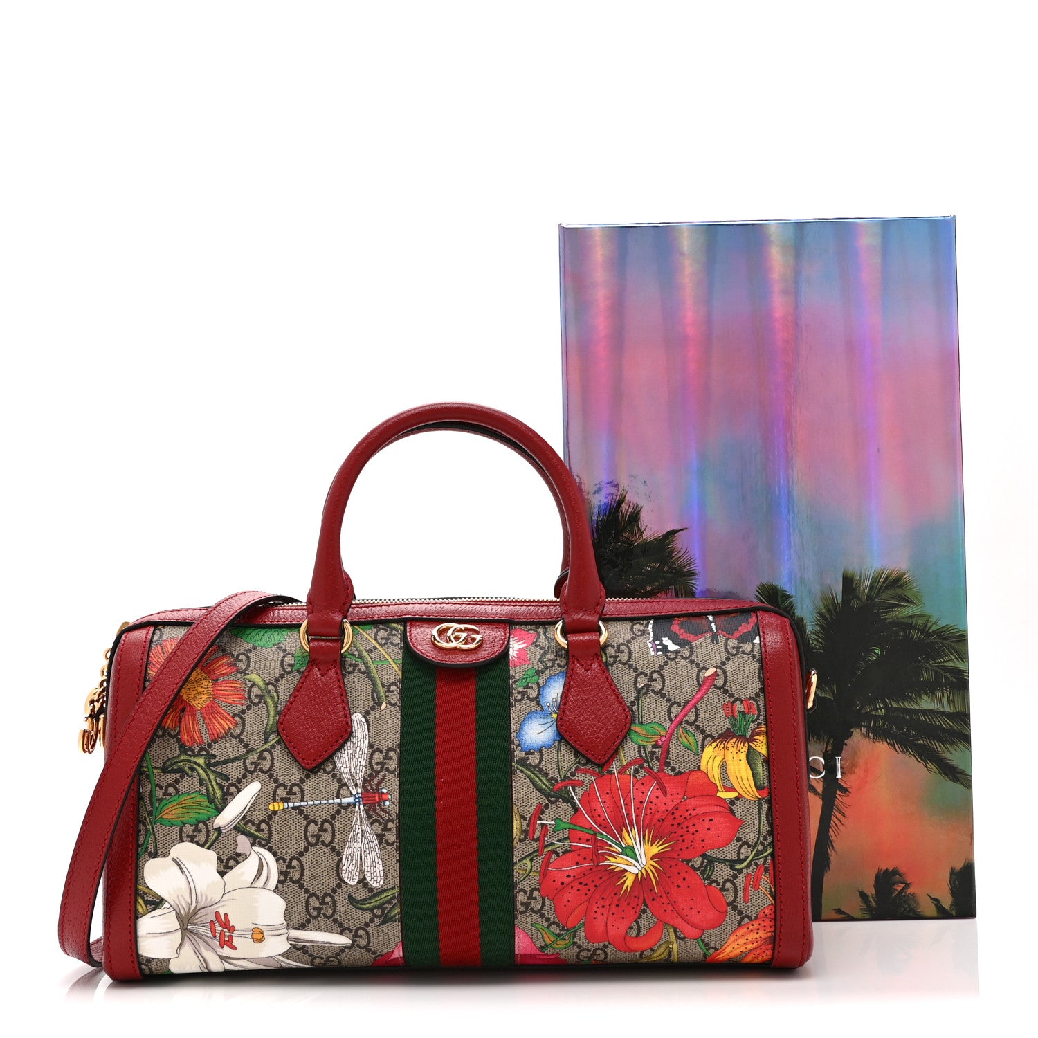 Gucci GG Supreme Monogram Flora Web Medium Ophidia Boston Red 12 of 12