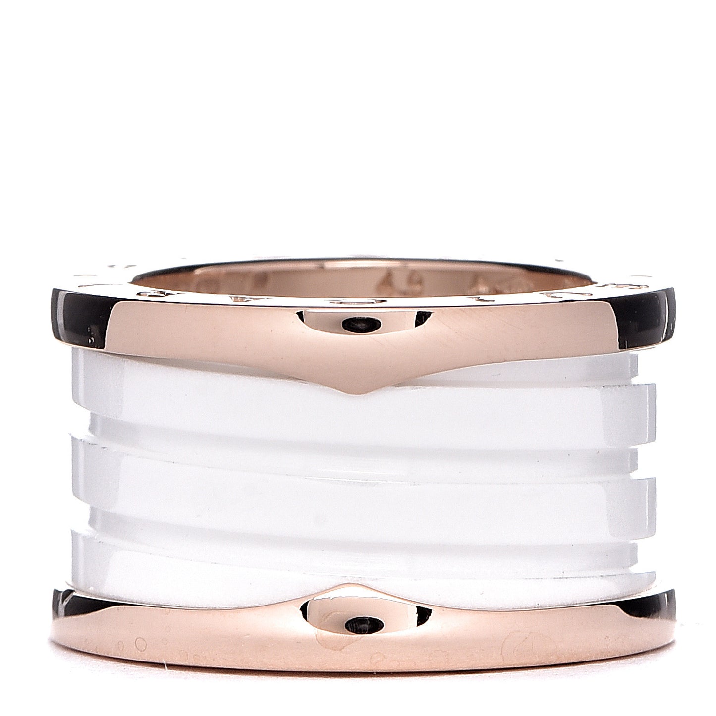 18K Rose Gold White Ceramic B.Zero1 Four-Band Ring 49 4.75