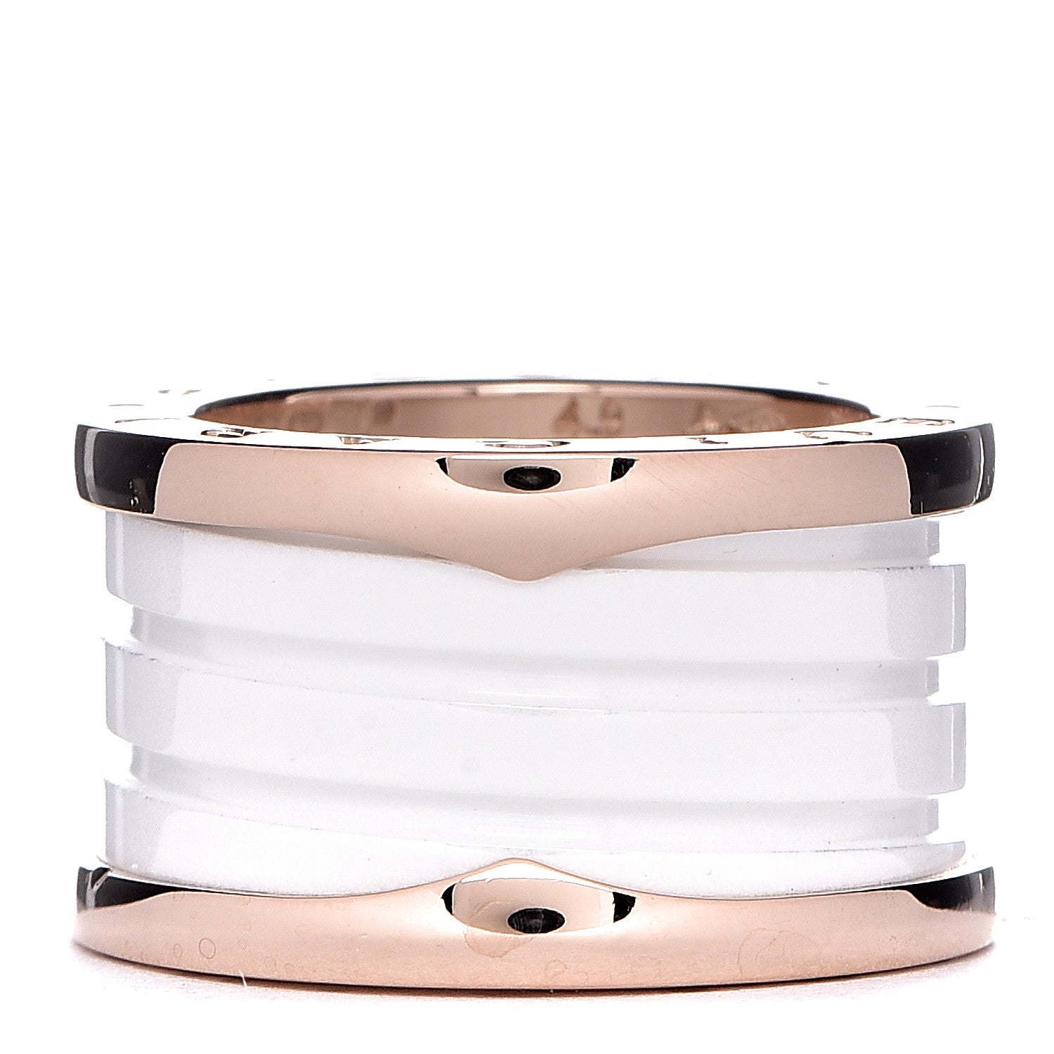 Bulgari 18K Rose Gold White Ceramic B.Zero1 Four-Band Ring 49 4.75 1 of 7