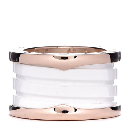 Bulgari 18K Rose Gold White Ceramic B.Zero1 Four-Band Ring 49 4.75 1 of 7