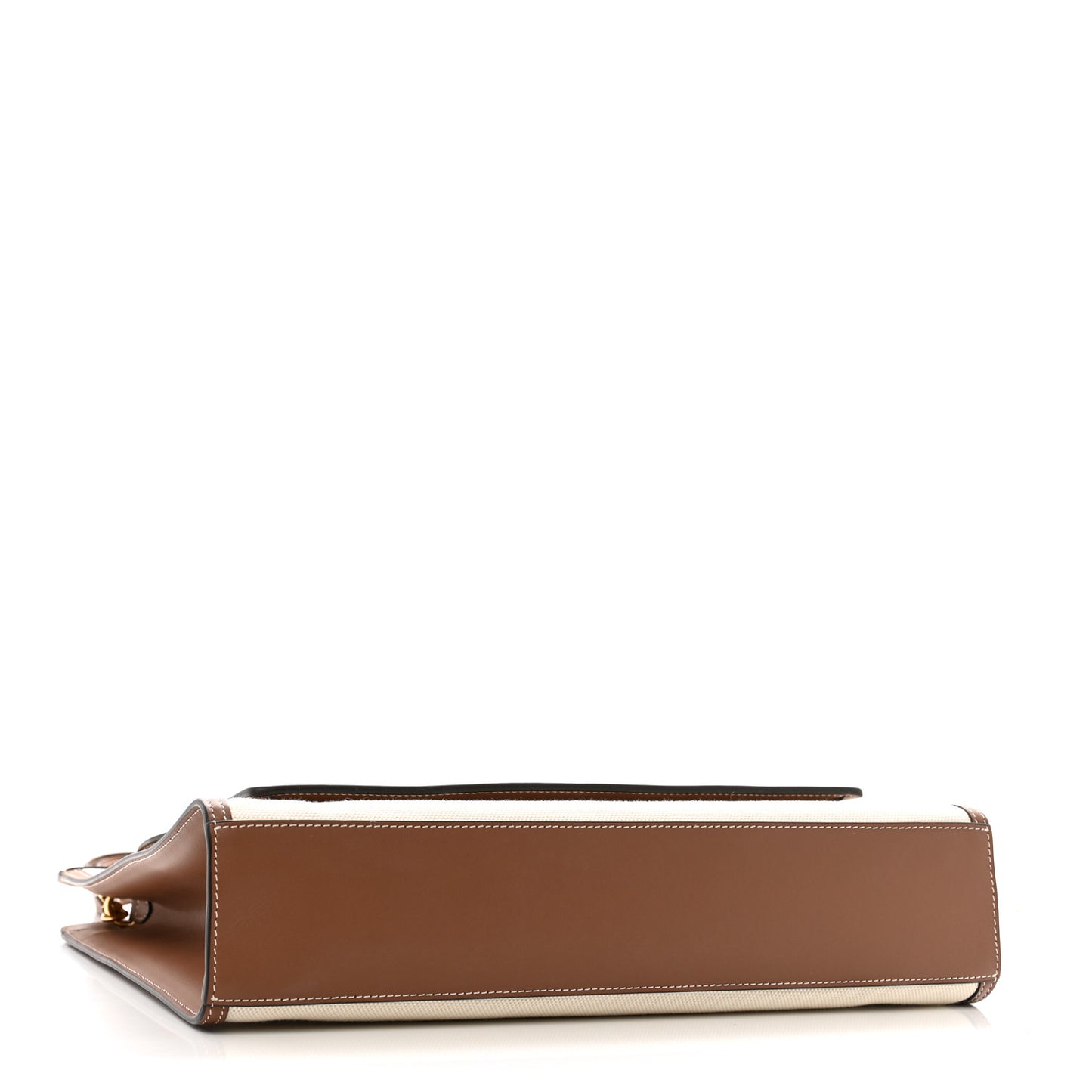 Canvas Smooth Calfskin Two Tone Medium Pocket Bag Natural Malt Brown