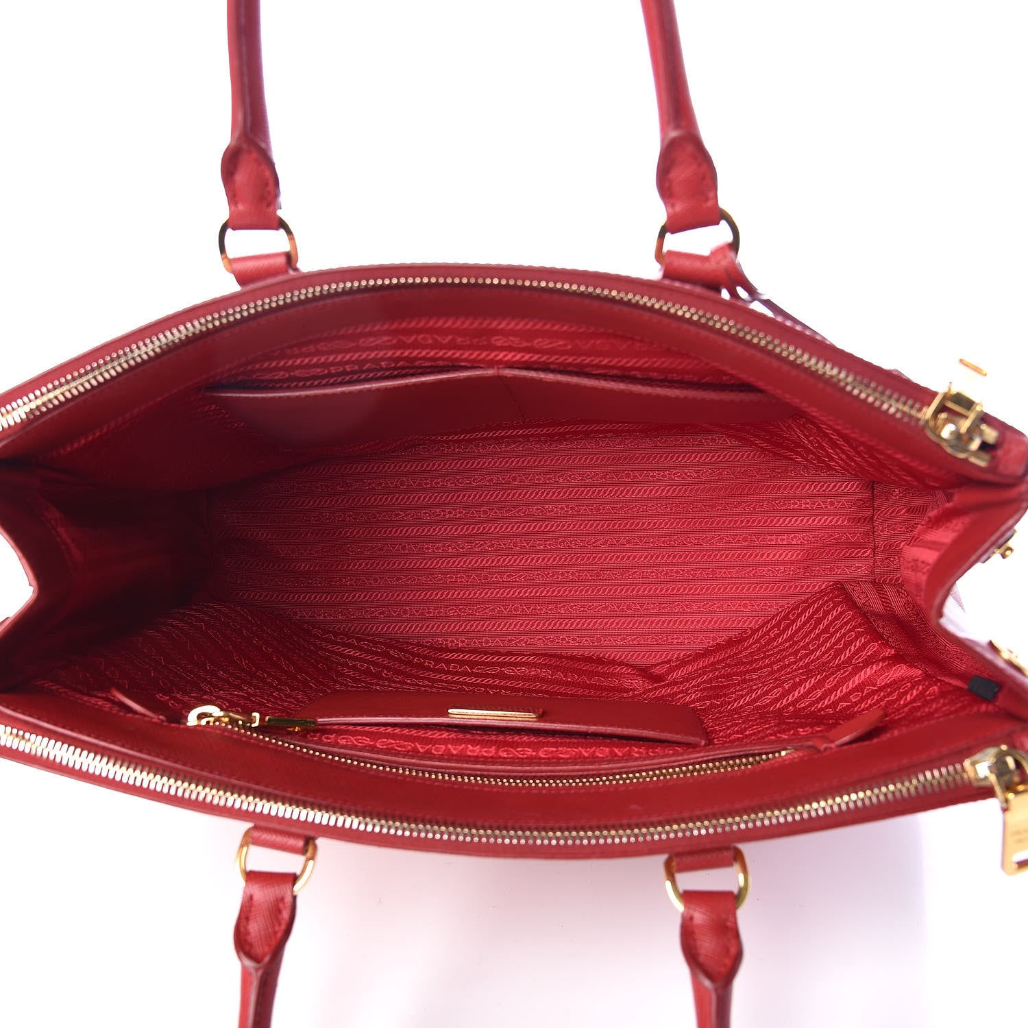 Prada Saffiano Large Galleria Double Zip Tote Fuoco 5 of 12