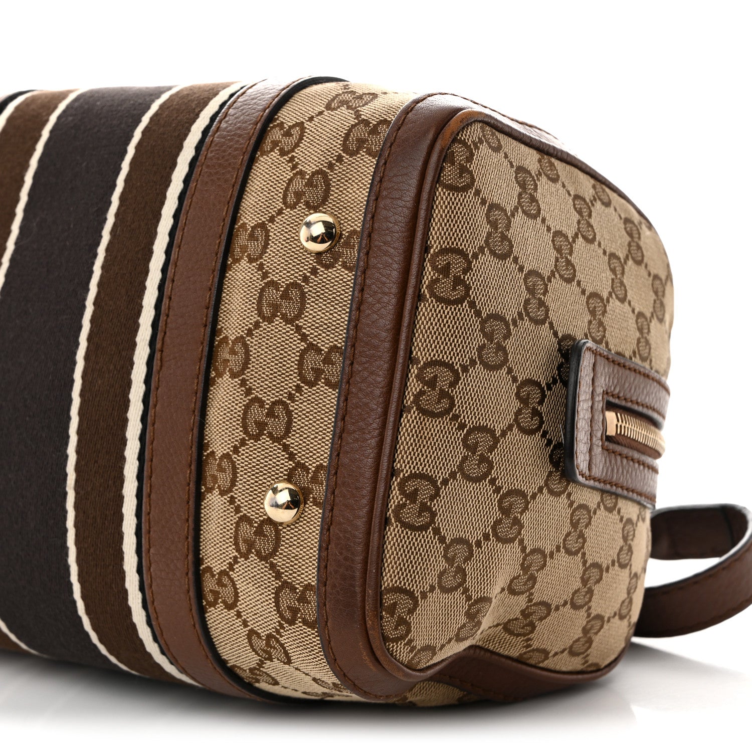 Gucci Monogram Vintage Web Small Boston Brown 9 of 16